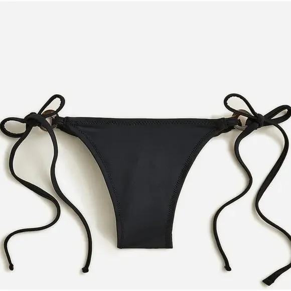 J. Crew O-Ring Curved Waist Black Plus Cheeky String Bikini Bottom Size 3X - Picture 1 of 6